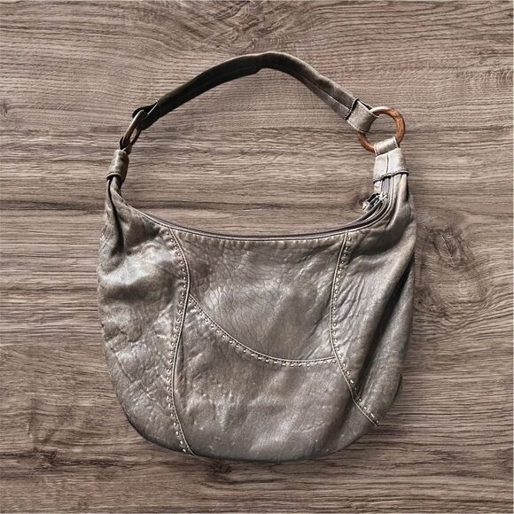 J. Jill Brown Soft Glove Leather Hobo Slouchy Shoulder Bag with Zip Top *Flaw - Picture 1 of 15